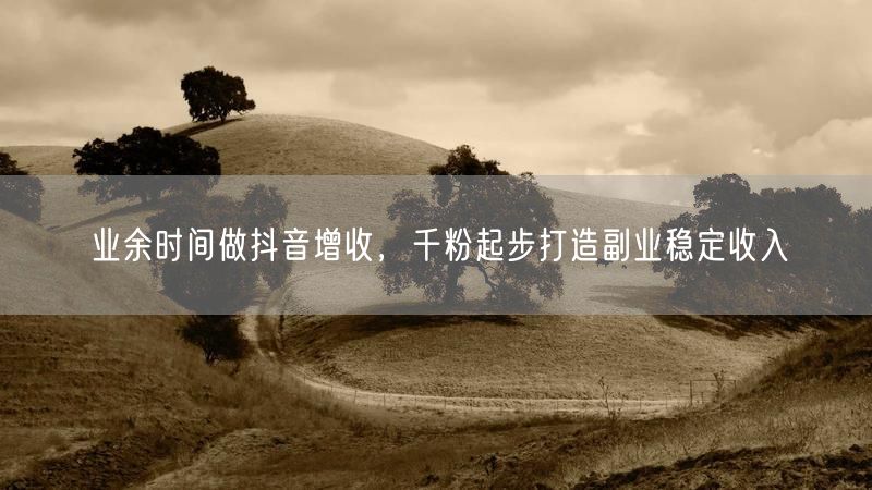 业余时间做抖音增收,千粉起步打造副业稳定收入
