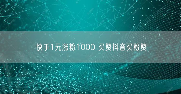 快手1元涨粉1000 买赞抖音买粉赞