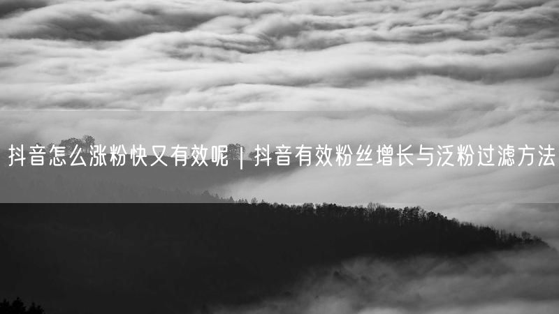 抖音怎么涨粉快又有效呢｜抖音有效粉丝增长与泛粉过滤方法